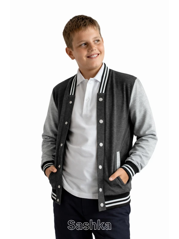 Бомбер для хлопчика Sashka темно-сірий утеплений, розмір 98-182